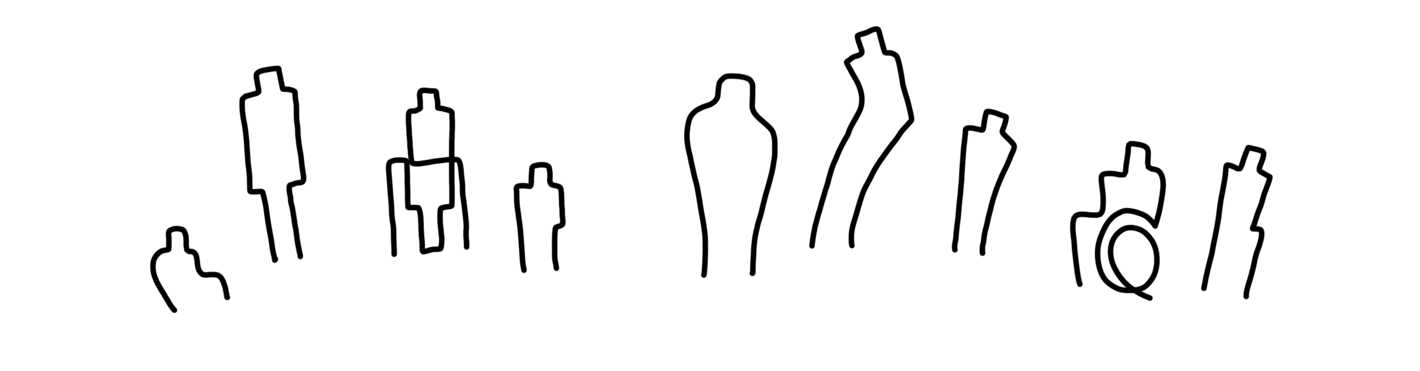 Illustration of diverse figures beginning to move closer together, representing a community forming