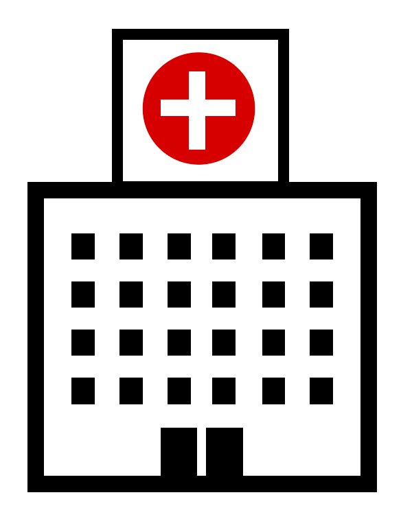 Hospital building icon representing institutionalization in the Disability 1.0 era