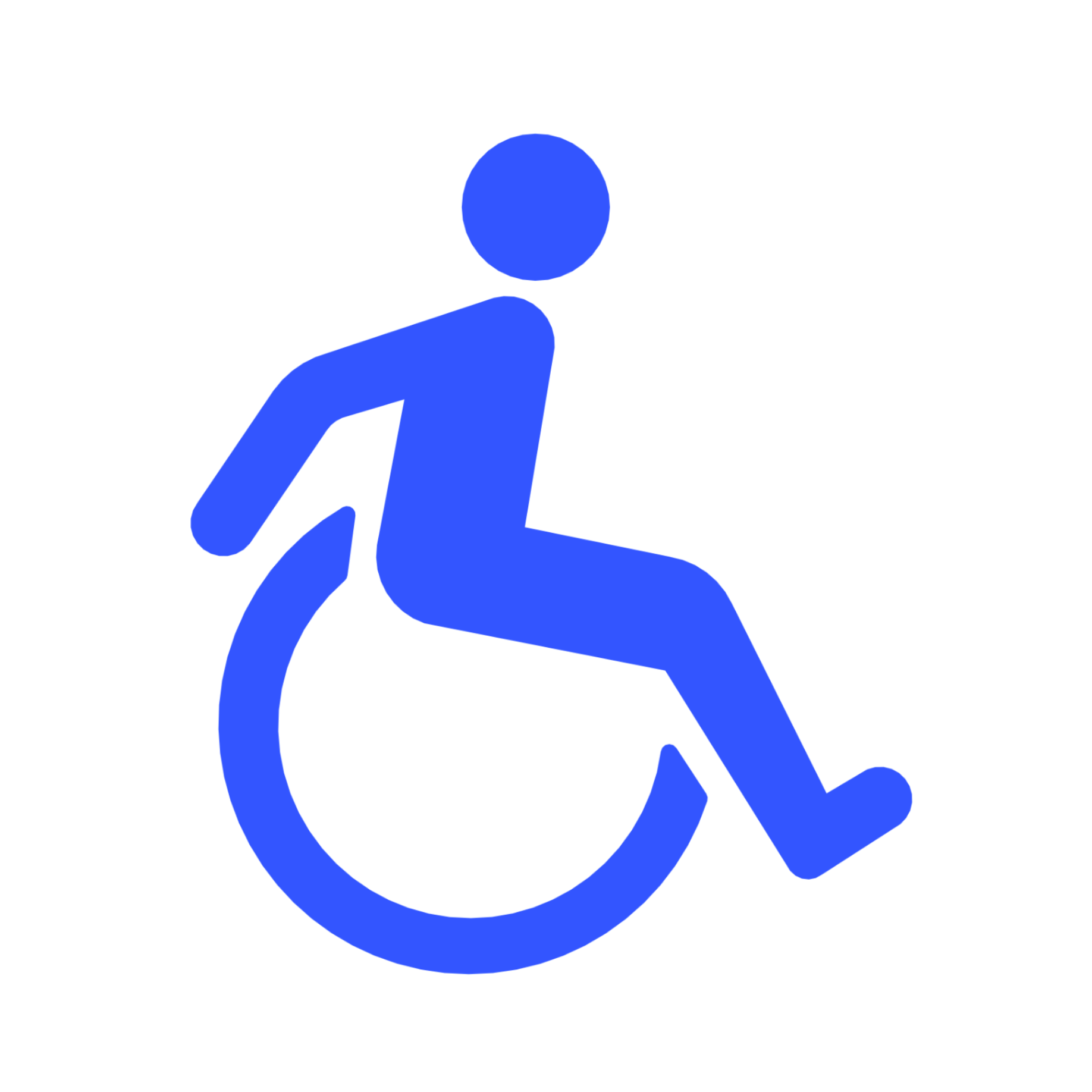 Active accessibility symbol — a dynamic forward-leaning wheelchair user representing disability-led participation in Era 3.0