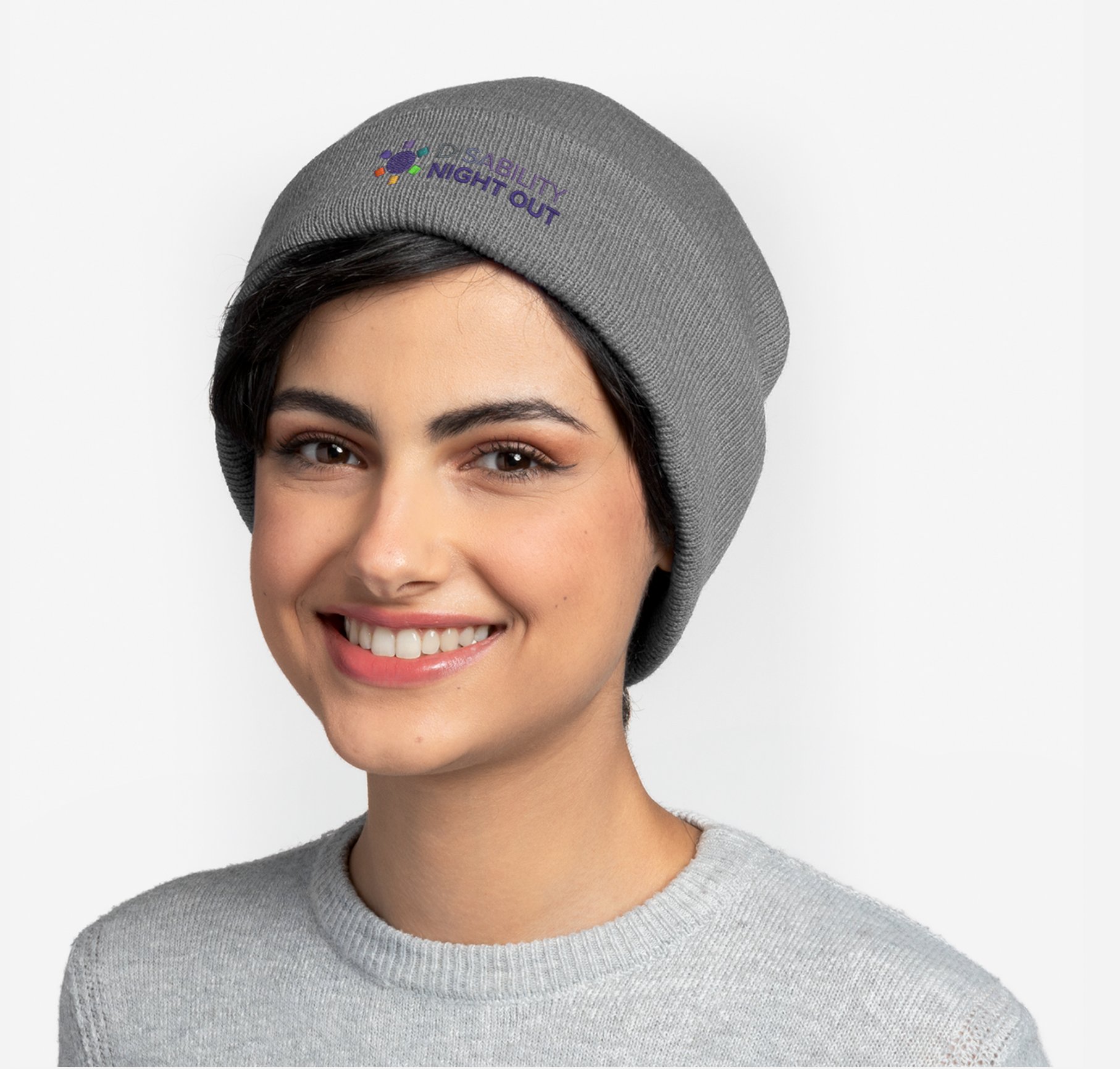 Disability Night Out beanie hat with DNO logo